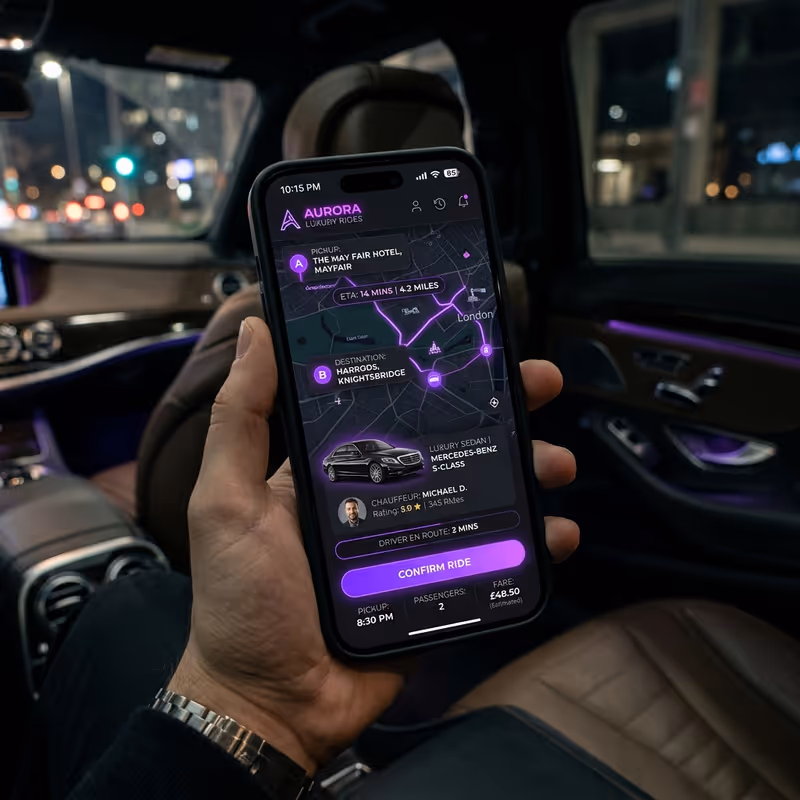 Interface mobile de la plateforme SaaS VTC