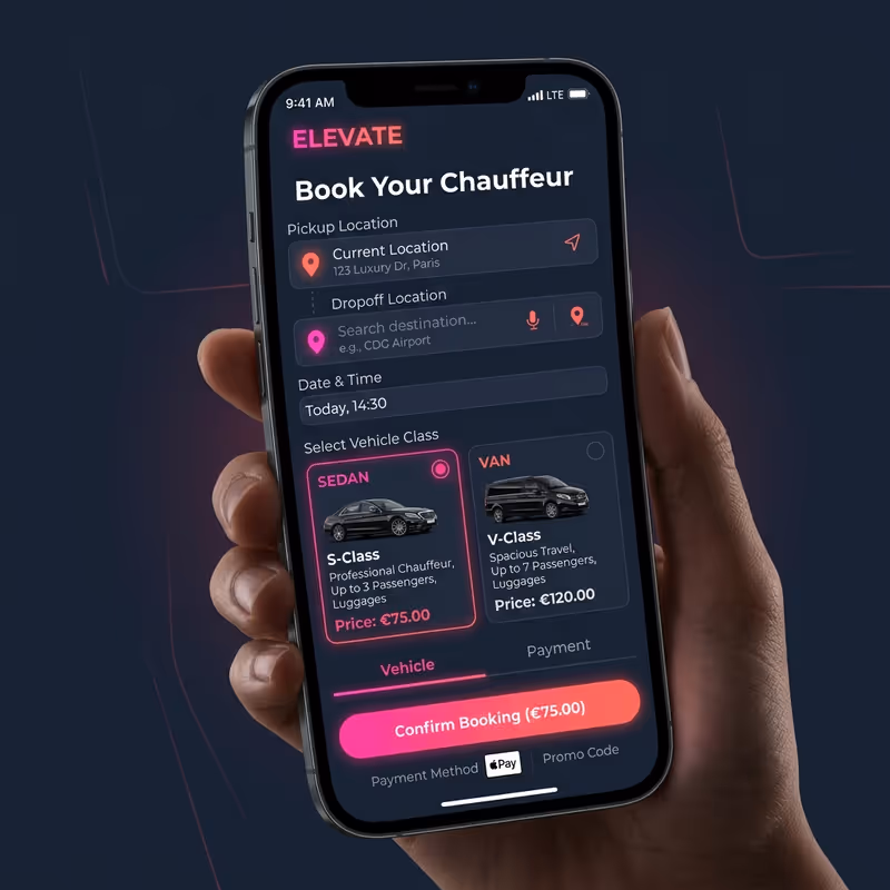 Interface mobile de VTC HUB